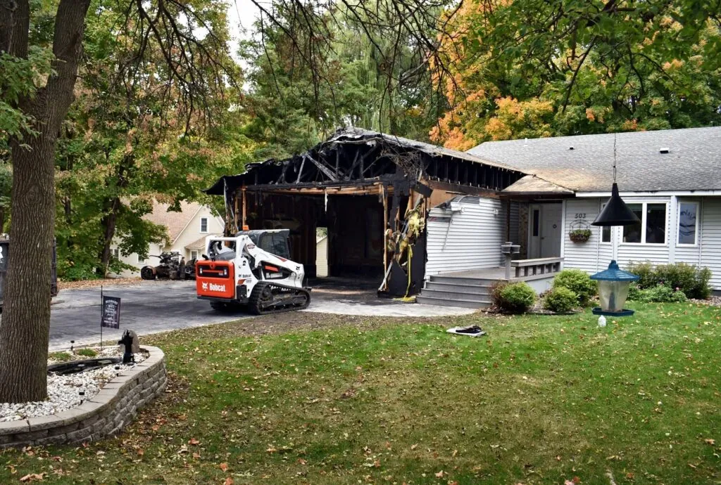 garage fire before repairs