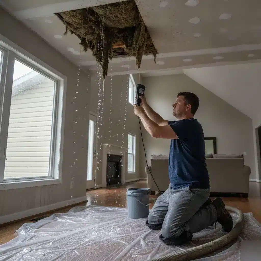 Moisture meter reading on wet drywall during water damage restoration in Eden Prairie, MN